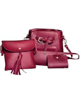 Handtaschen Damen, LHWY 4 Stücke Frauen Taschen Geschenke Set Mode Handtasche Schultertasche Tote Bote Crossbody...