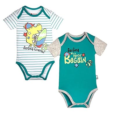 Petit Béguin Lot de 2 bodies manches courtes bébé garçon Hipoposurf - Taille - 24 mois (92 cm)