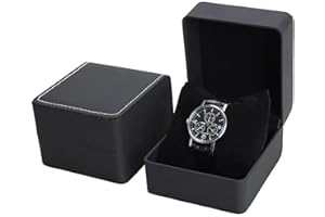 YekouMax Uhrenbox herren, Aufbewahrungsbox für smartwatch und armbanduhren, PU Leather Gift Box for Watch, Jewellery, Birthda, Boyfriend, Men and Women (1, Matt-schwarz)