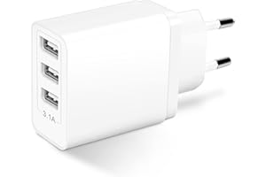 ARCCRA Ładowarka USB-A Adapter 15,5W Multi 3-Portami, Wtyczka 5V3,1A, Zasilacz do Telefonów Komórkowych Samsung, iPhone, iPad, AirPods, Watch, Xiaomi, Tabletów, Słuchawek, Głośników, Czytników E-Booków