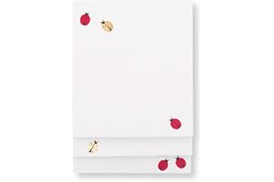 Kate Spade New York Bloc-notes empilés de tailles assorties, comprend 3 jolis blocs-notes de 75 feuilles chacun, blocs de papier colorés pour notes de bureau (pois coccinelle)