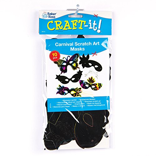 Kratzbild-Masken – Karnevalsmasken – scratch art für Kinder zum Basteln ideal ideal zum Fasching und Karneval – 10 Stück - 3
