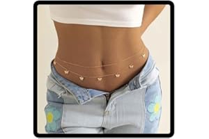 CLATALY Papillon taille chaîne perle ceinture pendentif taille chaîne lettre ventre corps chaîne accessoires corps Summer Beach Night Club Party (Or A)