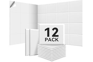 SONUVIA 12 Stück Akustikplatten selbstklebend, Abdeckung 1.44㎡, 30 * 40 * 0.9cm, Schallschutz & Schalldämmung für Wände & Türen, 230kg/m³, NRC 0.95, 100% Polyester, Aukustikschaumstoff für Gaming Deko, Büros