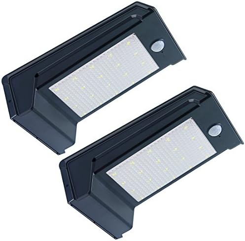 LISOPO Pack 2 Solar Lights, 20 LED Outdoor Solar Motion Sensor Lights ,Solar Powered Wireless Waterproof Exterior Security Wall Light for Patio Deck Yard Garden Driveway Black