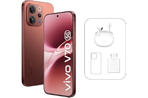 Vivo V70 5G - Brown 12 + 256GB | 50MP ZEISS Camera | 1.5K curved 120Hz AMOLED Display | 6500mAh | IP69, 4Y Battery | 455 Days Screen Replace,24 Months Warranty - UAE Type Approved(Amazon Exclusive)