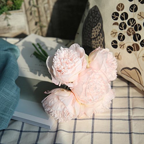 Longra Künstliche Seide gefälschte Blumen Pfingstrose Kunstblume Blumenstrauß Blumen-Bouquet Bridal Bouquet Blume Hochzeit Home Party Dekoration 5 Köpfe Bouquet (G) - 2
