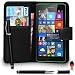Produktbild Microsoft Lumia 535 Prämie Leder SCHWARZ Brieftasche Flip Fall Abdeckung Beutel MIT 2 IM 1 Ball Stift Berühren Griffel ROT Staub Stopper Bildschirm Schutz & Polieren Tuch SVL6 VON SHUKAN®, (BRIEFTASCHE SCHWARZ)