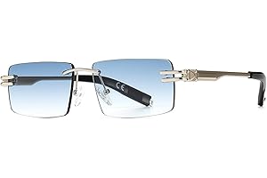 kachawoo Randlose Herren-Sonnenbrille mit Verlaufslinsen, Retro-Rechteck-Sonnenbrille für Männer und Frauen, rahmenlose Brille, modisches Markendesign