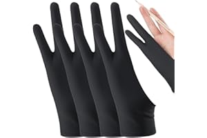JTKREW 4 Stück Zeichenhandschuhe für Grafiktablett - Künstler Handschuhe in schwarz - Elastisch, Antifouling und geeignet für Rechts- und Linkshänder - Perfekt für digitales Zeichnen