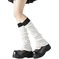 Venzina® Winter Socks for Women Winter, Leg Warmers for Women, Knee-high Leg Warmer y2k, Long White Knit Cotton Stocking for Girls Teens, Boot Socks for Ballet Dance Yoga Party (All Season Use)