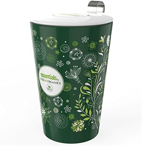 Steep & Strain Ceramic Tea Mug - Insulated Cup with Tea Infuser and 2 Lids - Travel Coffee Mug - Available in 5 Patterns