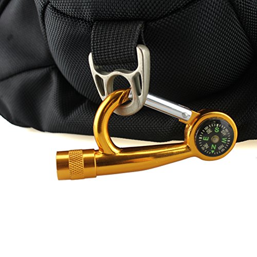 temlum Outdoor Kompass Karabiner Clip Karabinerhaken Schlüsselanhänger LED Taschenlampe Klettern Wandern Aluminium Legierung Werkzeug Stärke Langlebig - 4