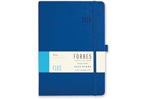 2026 Diary Week to View - Forbes Collection from Tangible Stationery Co. Ltd - Appointments - Ribbon Marker - Elastic Closure - Storage Pocket - Blue