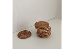 AIDNTBEO 5 posavasos de ratán de 10 cm, manteles individuales redondos hechos a mano, aislantes, para cocina, dormitorio, aislamiento