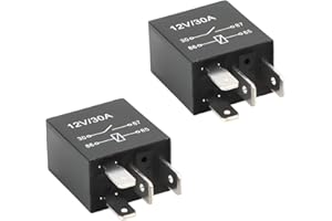 CGEAMDY 2 Pièces Relais Voiture 12V 4-Pin 30 Ampères, 4 Broches SPDT Multi-Purpose Relay Heavy Duty Relais Standard, Contacteur Relais Commutateur Power, Auto Commutateurs Et Démarreurs