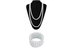 BESTOYARD Années 1920 Collier de Perles et Bracelet Vintage Costume Bijoux Long Collier Fashion Pearls Accessoires de Cosplay pour Femmes