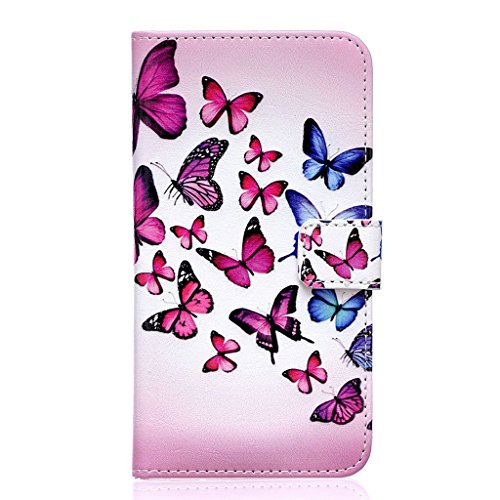 Billetera Cuero Funda para Samsung Galaxy S5 Careynoce Diente de Le  n Amor Rose  Mariposa  Colorido Patron PU Cuero Funda para Samsung Galaxy S5 I9600 Samsung Galaxy S5  5 1 pulgada  Protector Cubierta -- Vistoso mariposa  2