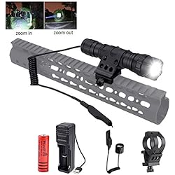 Lampe de Poche Tactique Windfire LED Lampe Torche 1200 Lumens USB Lampe Rechargeable Lampe Torche avec Support de Rail Picatinny et Piles pour La Chasse en Plein air, Le Camping