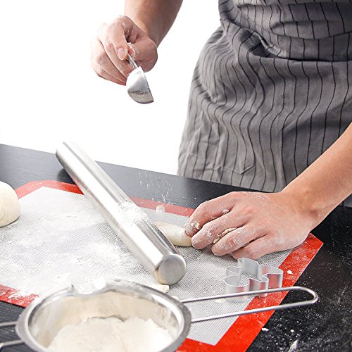 SveBake Edelstahl Nudelholz – Fondant Teigrolle Edelstahl Teigroller Rolling Pin Teigroller Perfekt für Bäcker 40 cm - 5