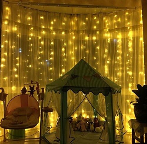 Xmas Candy Fairy String Light 20 Meters 200 LEDs Window Curtain Wedding Party Halloween Christmas Garden Bedroom Outdoor Indoor Wall Decorations (warm white, 8 modes,tail plug )