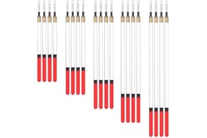 XXLKVSK 20Pcs Fishing Floats Red Straight Insert Transparent Float Fishing Kit, Fishing Waggler Floats Straight Insert Fishing Floats for Stillwater and Running Waters 5 Size