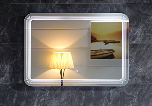 Dr. Fleischmann Design LED-Beleuchtung Badspiegel GS086 Lichtspiegel Wandspiegel mit Touch-Schalter Tageslichtweiß IP44 (80x60cm)