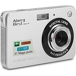 AbergBest Appareil Photo 21 Mega Pixels 2.7 LCD Rechargeable HD Digital Camera Caméra vidéo numérique pour Les étudiants, Les Enfants, Les Adultes (Argent)