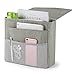 Produktbild Ecooe Anti-Rutsch Nachttisch-Caddy Tasche Betttasche Bett Sofa Organizer mit 5 Taschen und Klettverschluss Bettablage zum Einhängen für Telefon iPad Fernbedienung Magzine Stift 30x25x10CM(Hellgrau)
