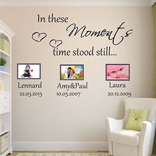 Wandtattoo mit Wunsch Daten und Namen #22031 In these moments, time stood still…bis vier Daten möglich (2x Namen und Datum)Wohnzimmer,Flur - 5
