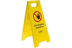 ‎ALLPAX Allpax STOPPO Warnschild „Durchgang verboten“, klappbar, 29,5 x 61 cm, auffälliger Hinweis-Aufsteller mit beidseitigem Aufdruck, Hinweisschild, Gefahrhinweis, gelb