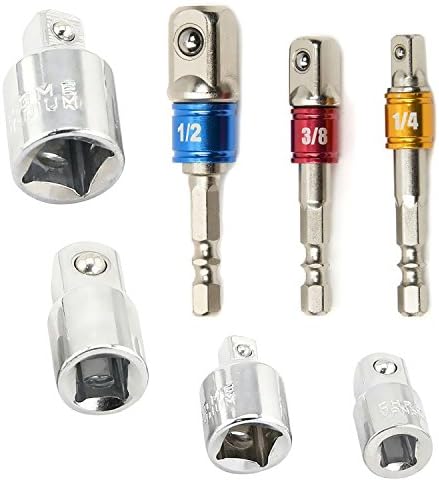 Yuegu Socket Adapter Set Converter Set And Reducer Set (4 Pieces) + Power Extension Bit Set for Drill 1/4", 3/8", 1/2" Power Extension Bit Set (3 colour Pieces)