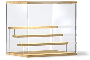 FRIKINK Vitrina Expositora Acrílica Led para Figuras y Colecciones - Metacrilato Duradero, Caja Exhibición y Protección de Objetos con Luz (32 x 26 x 30,4 cm LED)