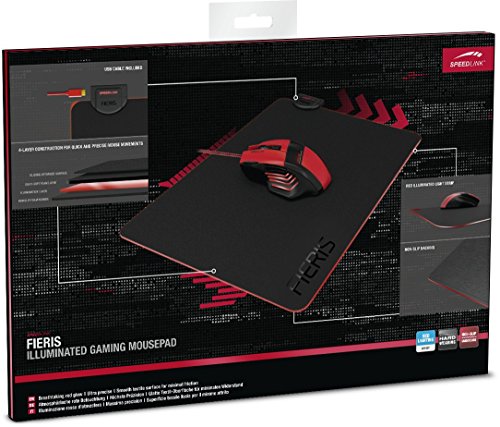 Speedlink Fieris beleuchtetes Gaming Mauspad (rote Beleuchtung, 35,5 x 25,5 x 0,4 cm, USB-Kabel 1,5 m) schwarz - 2