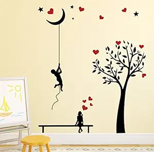 Wallstick Black Tree Love Wall Sticker (Vinyl, 49 cm x 4 cm x 4 cm) (57-2008)