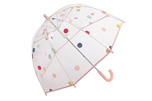 ThreeH Parapluie à bulles transparent pour enfants poignée incurvée en plastique incassable 8 nervures manuel ouvert joli parapluie à pois pour garçons filles