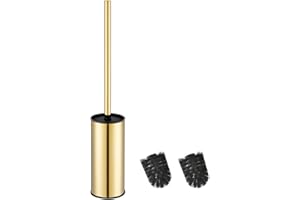 BGL- Portascopino per WC, in acciaio INOX, rotondo, colore: Oro