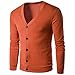 Produktbild Langarm Strickjacke Herren, DoraMe Männer Herbst Winter Strickpullover Knopf V-Ausschnitt Mode Lässig Pullover Mantel (Orange, S)