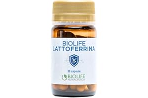 BIOLIFE NUTRACEUTICA Biolife LATTOFERRINA 30 cps da 500 mg [Prodotto Registrato al Ministero della Salute ] Naturalmente privo di glutine || Supporto Sistema immunitario e Regolatore del FERRO || Made in Italy