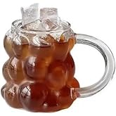 Yeni Nesil 350 ml &Uuml;z&uuml;m Tasarımlı Bubble Borosilikat Cam Soğuk Kahve, Latte, Meşrubat Kupa Bardağı 1 Adet - 2430