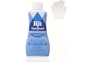 CRAFT COUNTY Rit DyeMore 7 Oz. Synthetic Liquid Fiber Dye Single Pack with Plastic Gloves for Clothing, Décor, and Crafts – Sapphire Blue