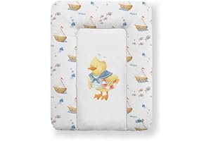 Kikido Cambiador Bebe 50x70 - Pato - Cambiador Bebe Impermeable, Suave, Fácil de Limpiar y Portátil - Colchoneta Cambiador para Cómodas, Mesas y Viajes - Medida Universal 50x70