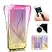 Produktbild Sycode Gradient Farbe 360 Grad Ultra Dünn Transparent Beidseitiger Vorne und Hinten Weich Komplette Transparent Hülle Etui für Samsung Galaxy S10e-Rosa Gelb