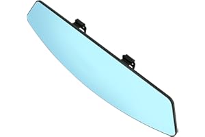 BININBOX Car Truck Universal Rear View Mirror Anti Glare Rearview Mirror Clip on Panoramic Car Interior Wide Angle Rear View Mirror (Blue Mirror/Fan-shaped with Clip)