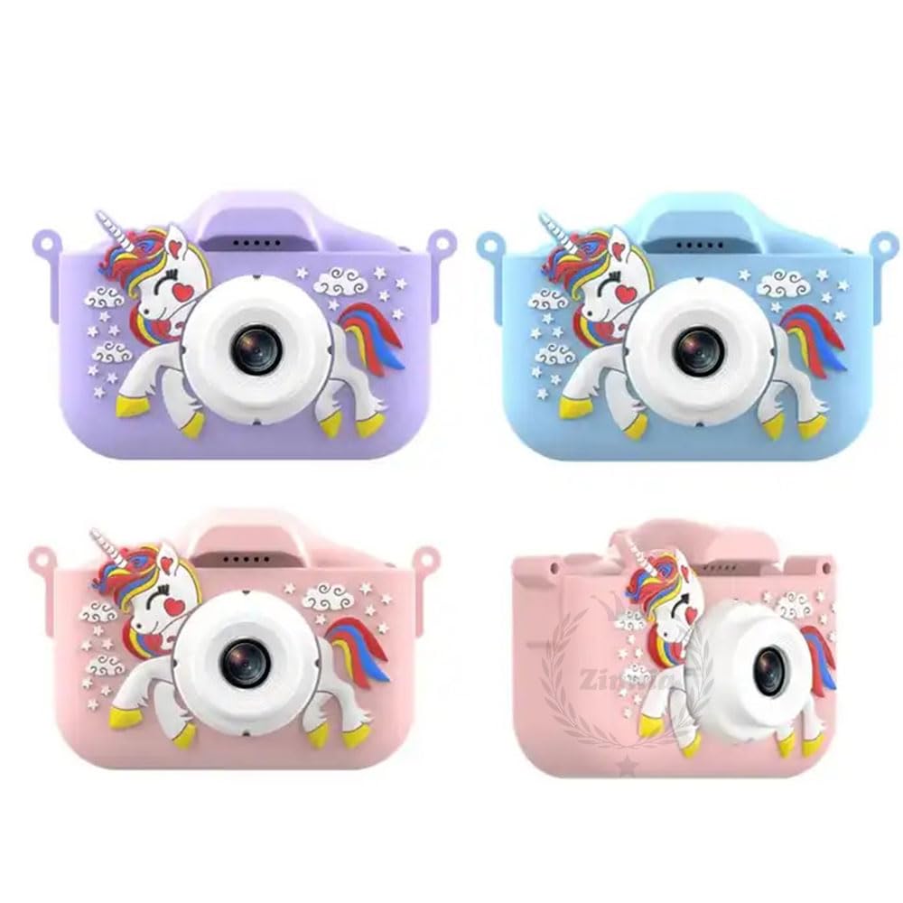 Zinnia Kids Camera for Girls, Dual Side Digital Camera for Photography & Video Recoding, Silicon Camera Case with Belt & USB 