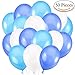 Produktbild Jonami 50 Luftballons Premiumqualität Ø ca. 30 cm / 12" Partyballon Weiß Blau Türkis 3,2g. Deko / Dekoration fur Geburstags , Baby Dusche Party, Baby Shower