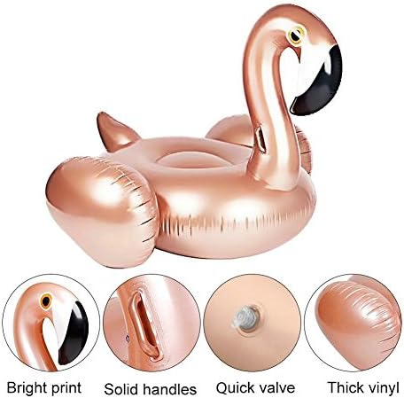 TYCN Giant Inflatable Flamingo Swimming Ring Pool Party Inflatable Float Raft PVC Material General Adult Children Summer Perfect Pool Beach Water Recreation Leisure Toys (Rose Gold Flamingo)