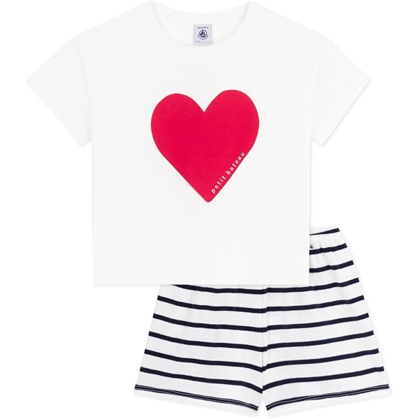 Petit Bateau Pigiama Corto Bambina E Ragazza - 3/4 Con Vita Elastica E Stamapa Fiorellini - Morbido E Femminile - Taglie Bambine - 5