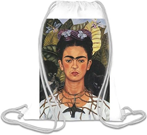 Self Portrait With Necklace Frida Kahlo Painting Custom Printed Personalised Drawstring Sack Bag