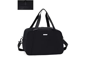 WANDF Ryanair Cabin Bags 40x30x20 Underseat Foldable Travel Duffel Water-Resistant Carry On Hand Luggage Holdall Overnight Weekend Bag for Women Men (Black 20L)